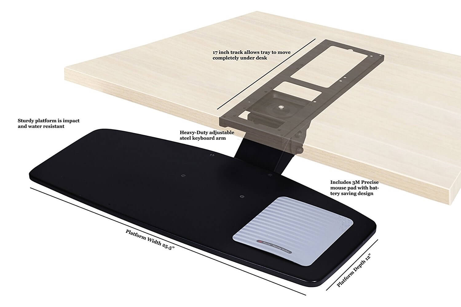 Adjustable Under Desk Keyboard Tray by NYCCO