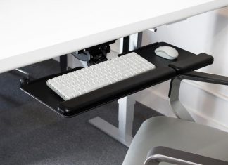Best Keyboard and Mouse Stand for Standing Desk - ESI SHORT TRACK KEYBOARD TRAY SYSTEM - review by Standingdesktopper