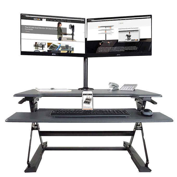 Costco Standing Desk - Victor Standing Desk Workstation with Monitor Arms