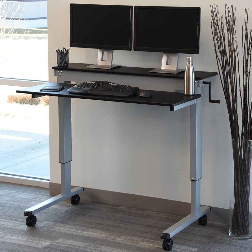 [Stand Up Desk Store] Crank Adjustable Sit to Stand TwoTier Desk with