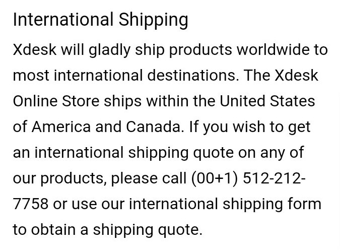 Xdesk International Shipping