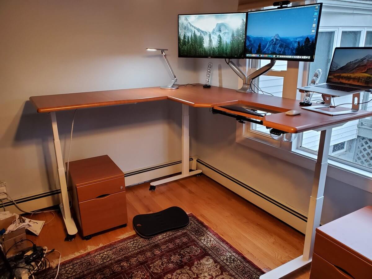 Top 12 Best L Shaped Standing Desks A Buying Guide 2020   Best L Shaped Desk Lander L Desk Solid Wood Top Standingdesktopper 