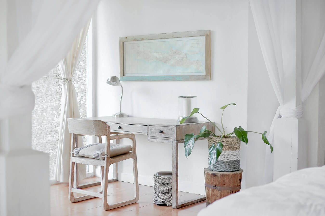 small writing desk in bedroom