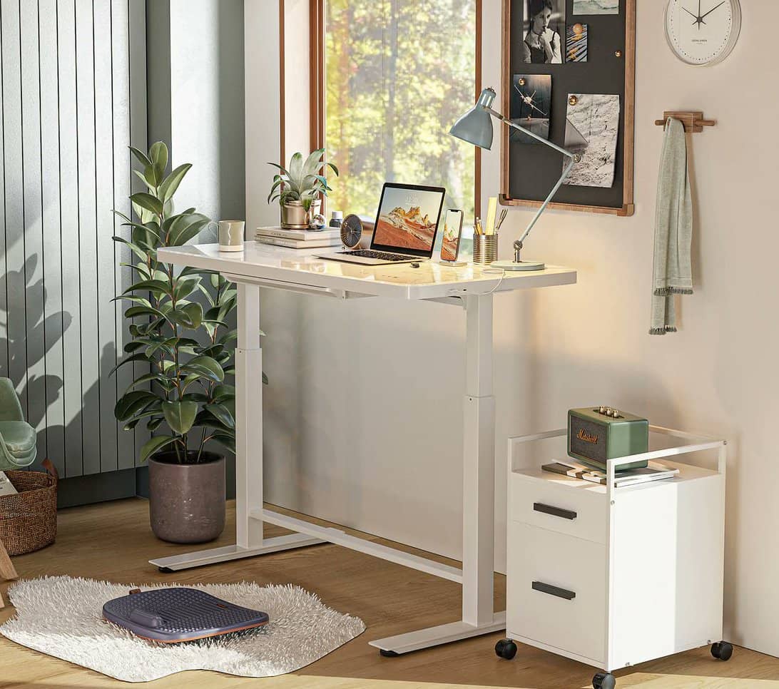 Glass standing desk