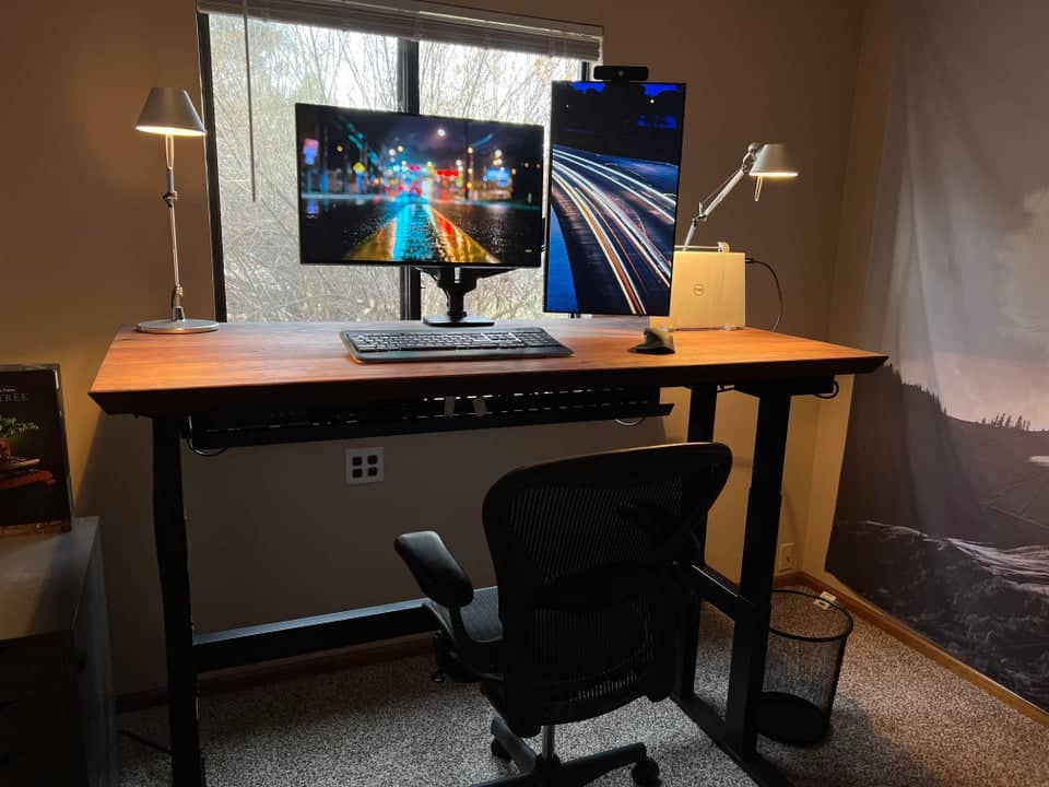 standing desk setup room