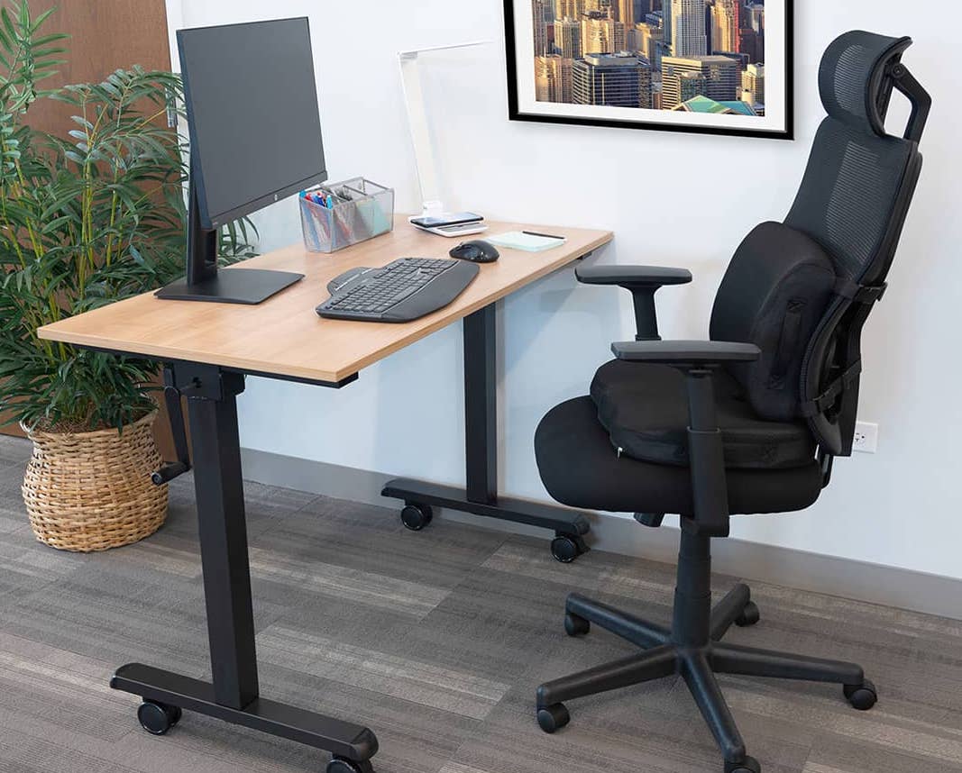 Crank height deals adjustable desk