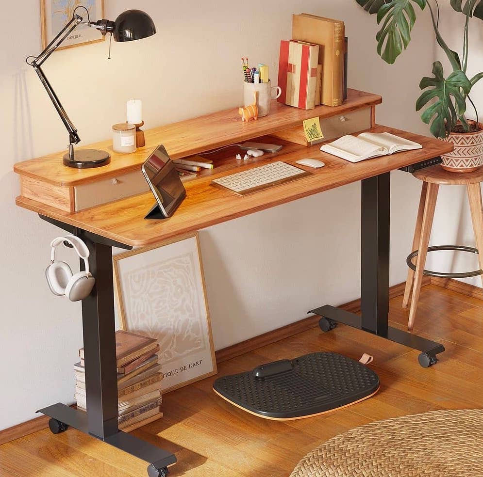 multiple storages for a stand up desk