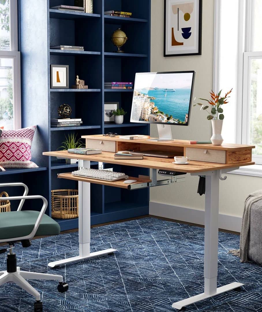 the idea of setting a stand up desk with shelves 2